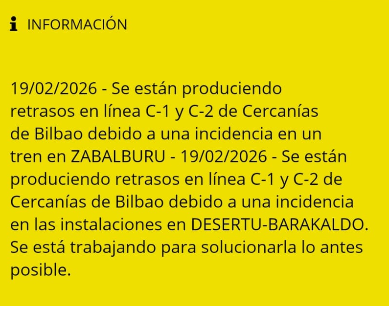 Aviso enviado a través de APP Adif
