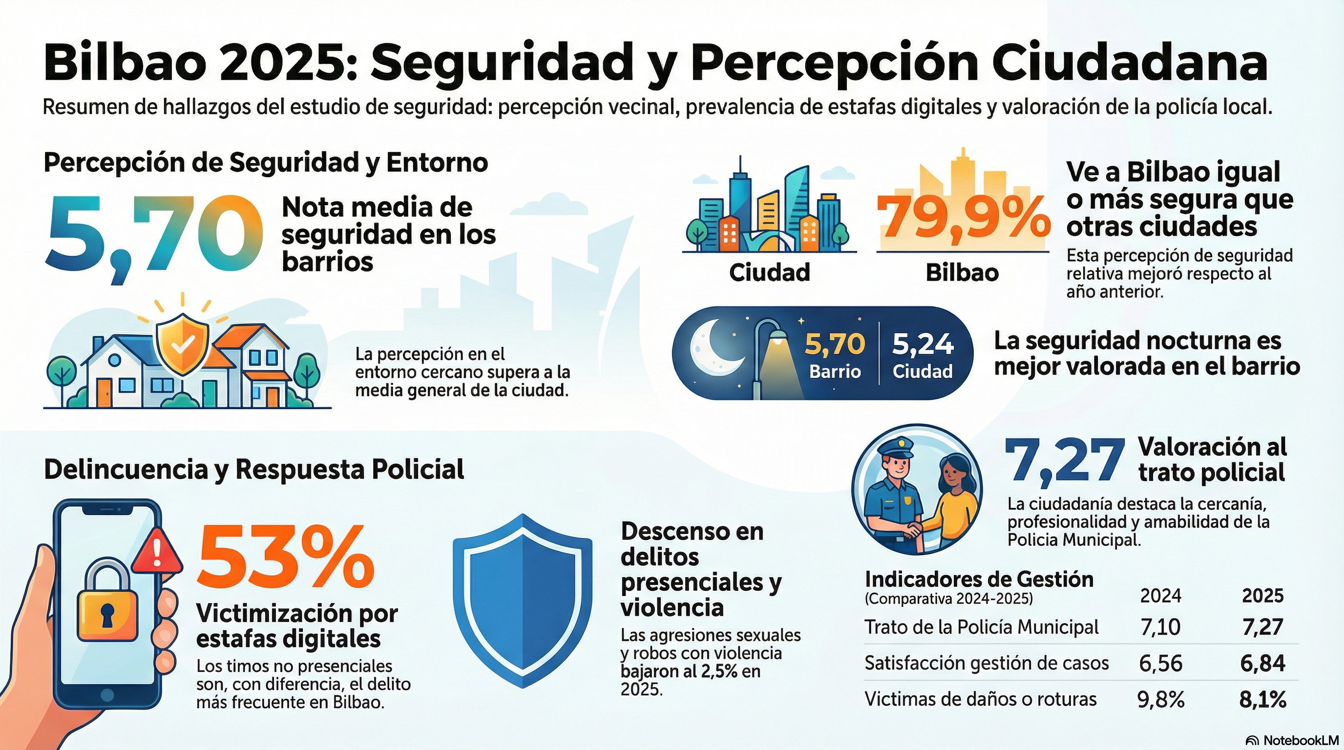 Infografía sobre la percepción de la seguridad en Bilbao. NOTEBOOK LM
