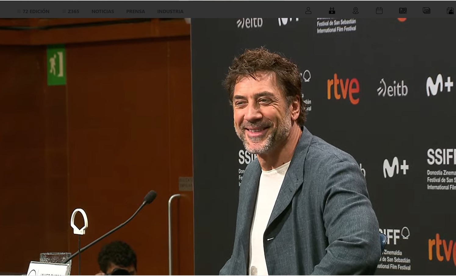 Javier Bardem en la comparecencia de esta mañana en el Kursaal, antes de recibir el Premio Donostia