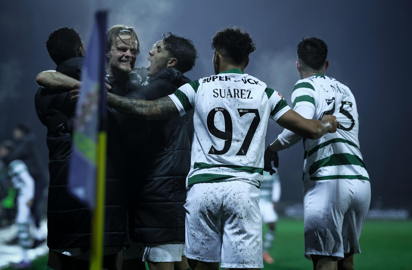 Los jugadores lisboeta celebran un gol ante el Arouca este pasado fin de semana. / SPORTING CP