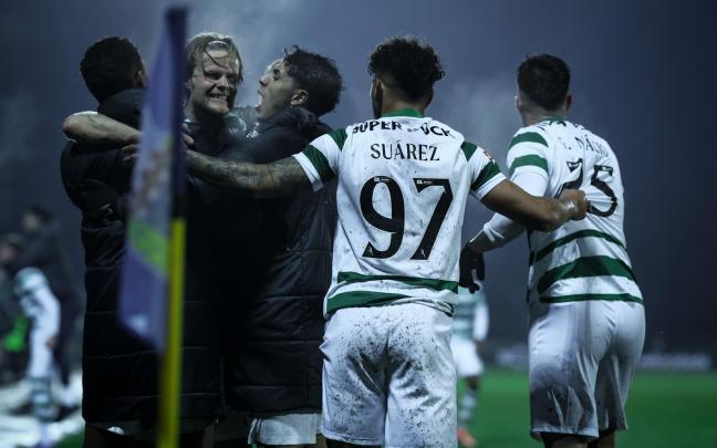 Los jugadores lisboeta celebran un gol ante el Arouca este pasado fin de semana. / SPORTING CP
