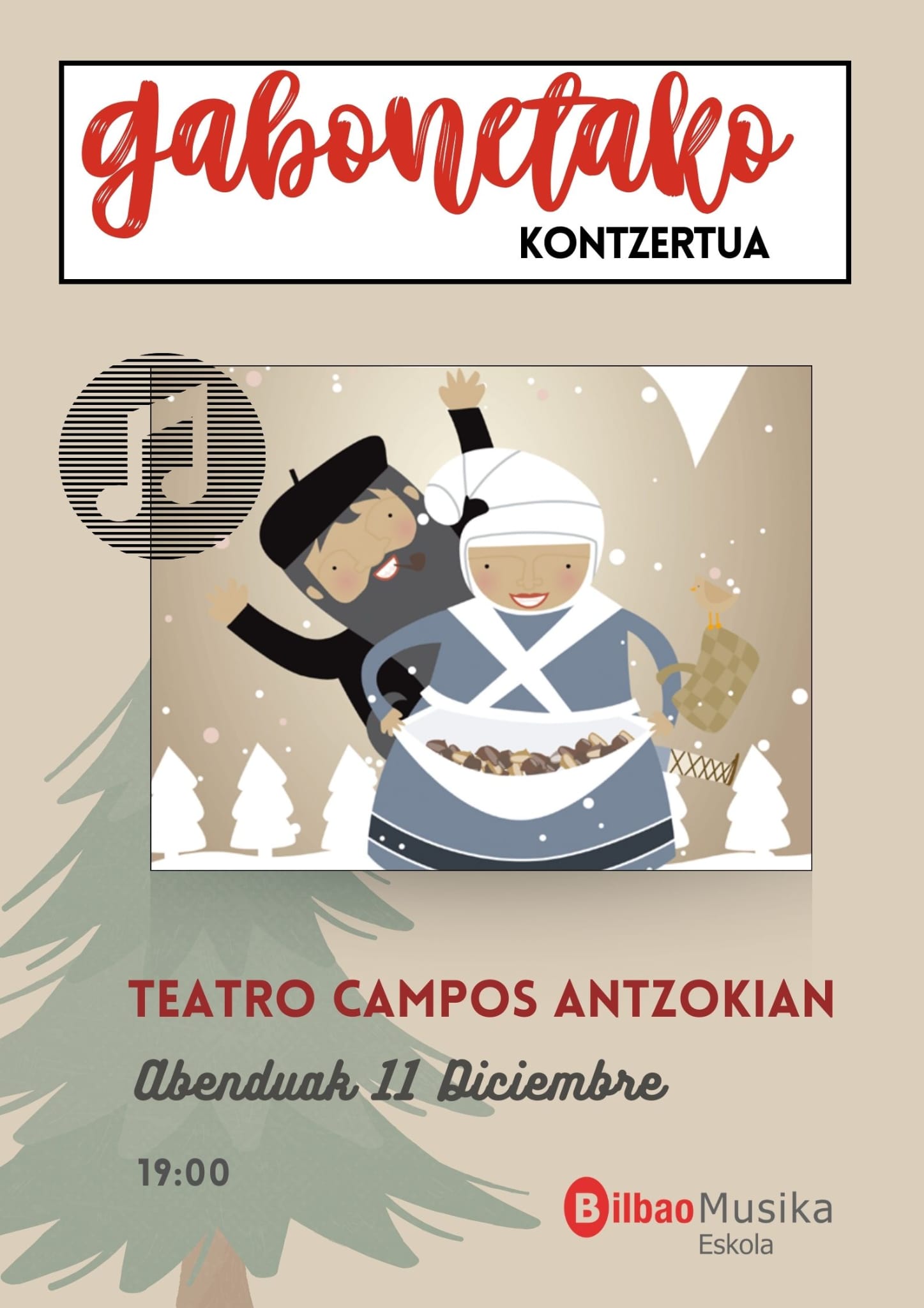 Cartel del concierto de Navidad 2023 de Bilbao Musika Eskola Cartel del concierto de Navidad 2023 de Bilbao Musika Eskola