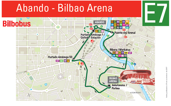 as inmediaciones del Bilbao Arena contarán con una línea de lanzadera de Bilbobus.