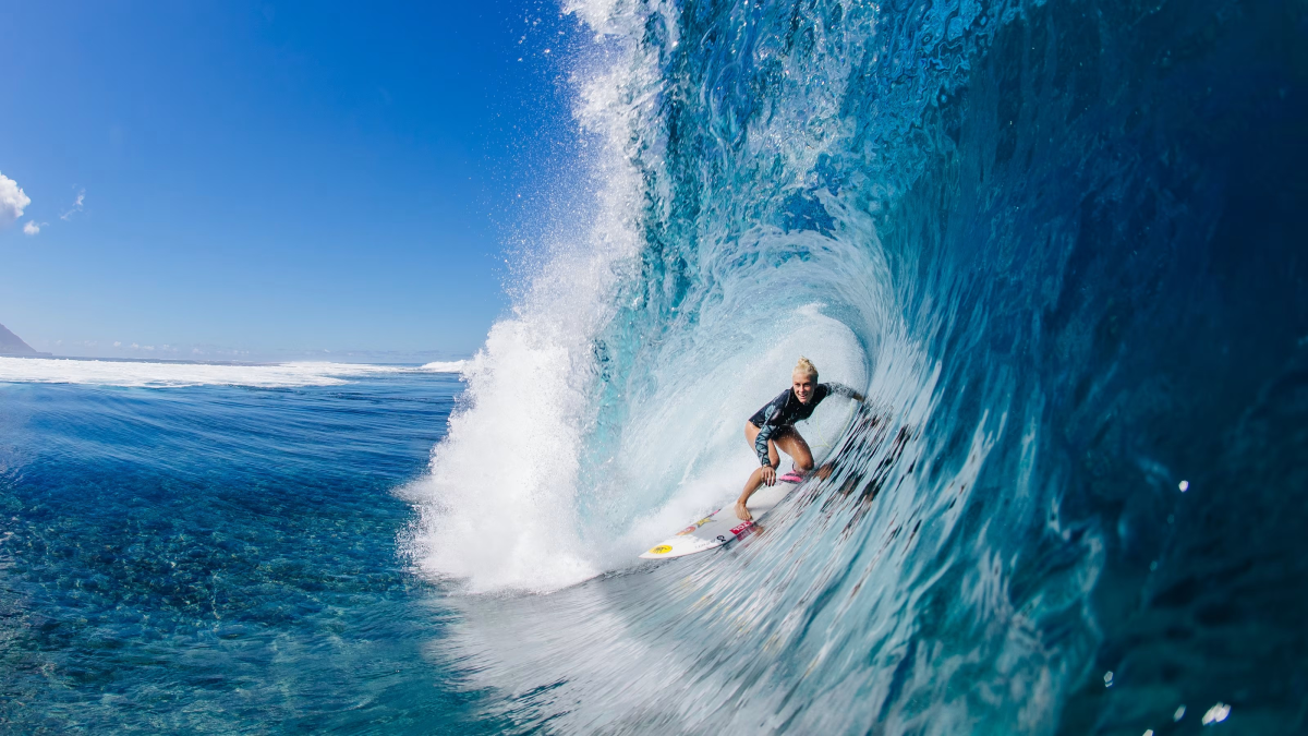 Tatiana Weston Webb in Tahiti, French Polynesia. (Photo by Matt Dunbar/WSL via Getty Images)