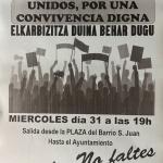 Cartel vecinal anunciando la manifestación de esta tarde en el barrio de San Juan en Santurtzi