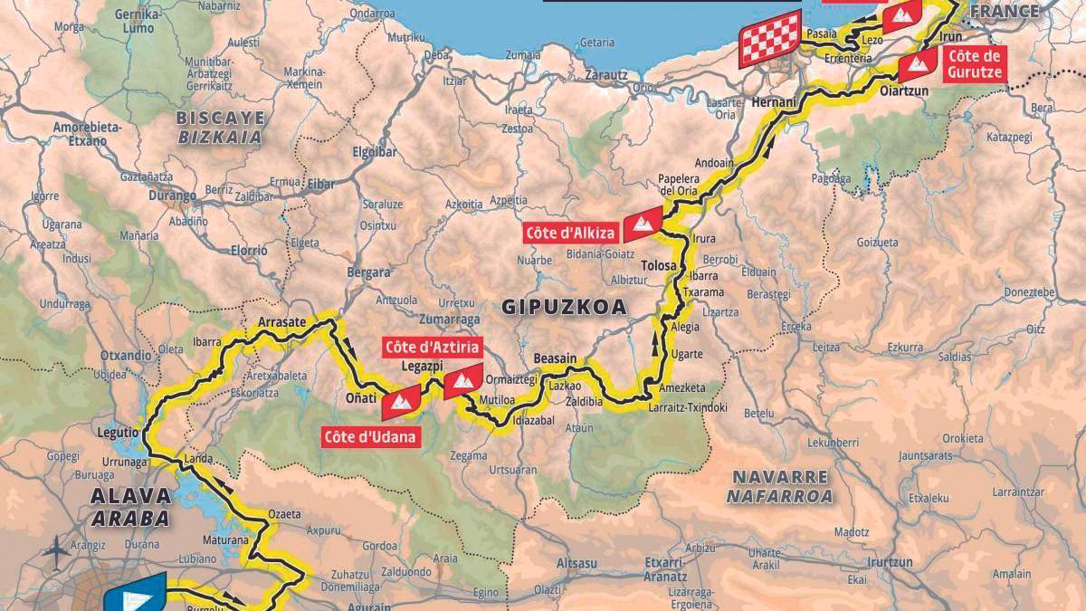 Mapa de la Etapa 2 del Tour de Francia 2023: Gasteiz-Donostia DNA