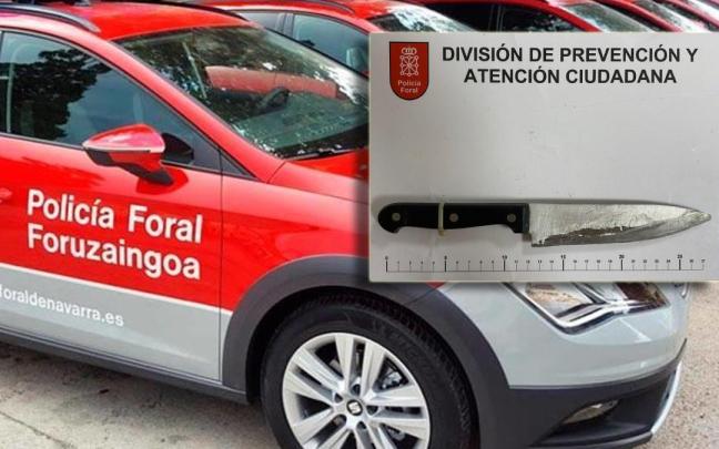 Cuchillo intervenido al joven detenido en el barrio de Mendillorri. CEDIDA / PF