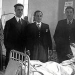 Miembros del Gobierno vasco y el alcalde de Bilbao, visitan a heridos de guerra en el hospital de Basurto