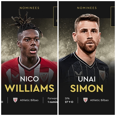 Nico Williams y Unai Simón, nominados a mejor jugador y a mejor portero del mundo respectivamente. ATHLETIC CLUB X