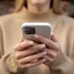 Una mujer sujeta un iPhone. FREEPIK