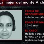 Ficha de la mujer encontrada en Artxanda. Interpol