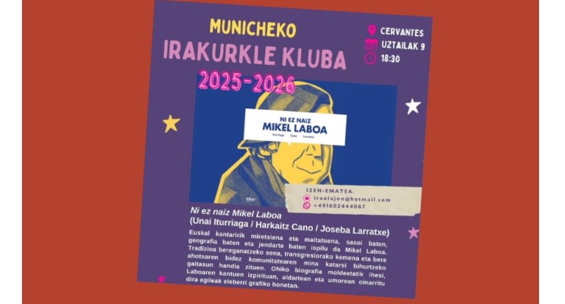 Municheko Irakurle Klubaren kartela. Municheko Euskal Elkartea.