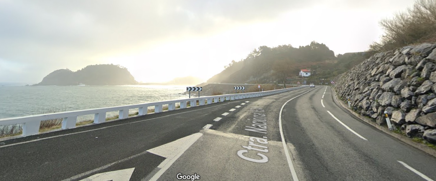 Imagen de Google Maps de la N-634 entre Zumaia y Getaria