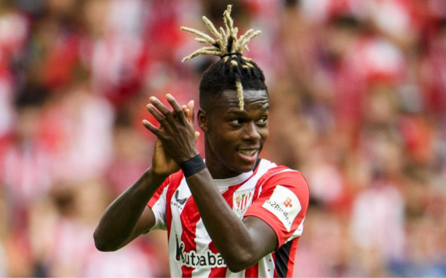 Nico Williams durante un partido con el Athletic esta temporada. Foto: Athletic Club
