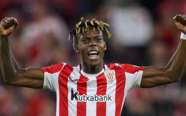 Nico Williams celebrando el tanto del empate frente al RCD Mallorca. Foto: ATHLETIC CLUB