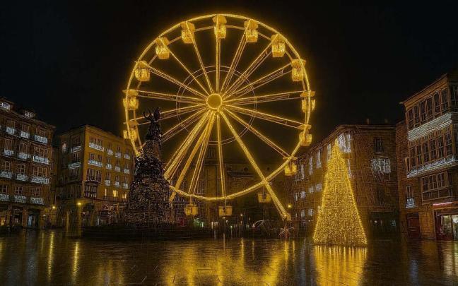 Recreación de una noria instalada en la plaza de la Virgen Blanca DNA