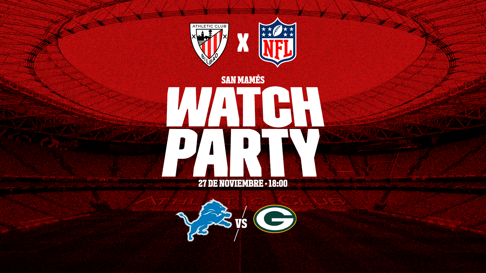Cartel de promoción del Watch Party de la NFL en San Mamés. Foto: Athletic Club