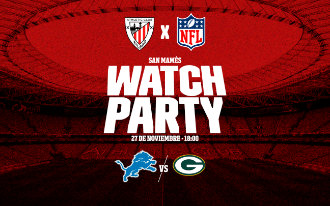 Cartel de promoción del Watch Party de la NFL en San Mamés. Foto: Athletic Club