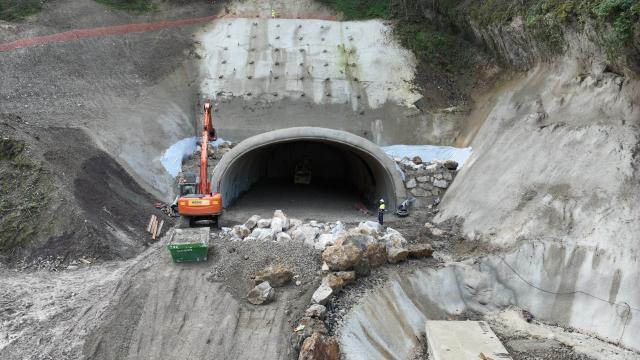 Obras del nuevo túnel de Belate, en la boca norte. Foto: Gobierno de Navarra