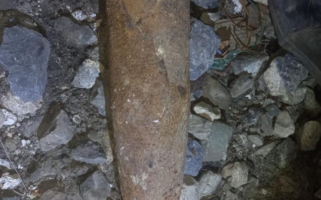 Imagen del obús hallado en Zubileta, Barakaldo Imagen del obús hallado en Zubileta, Barakaldo