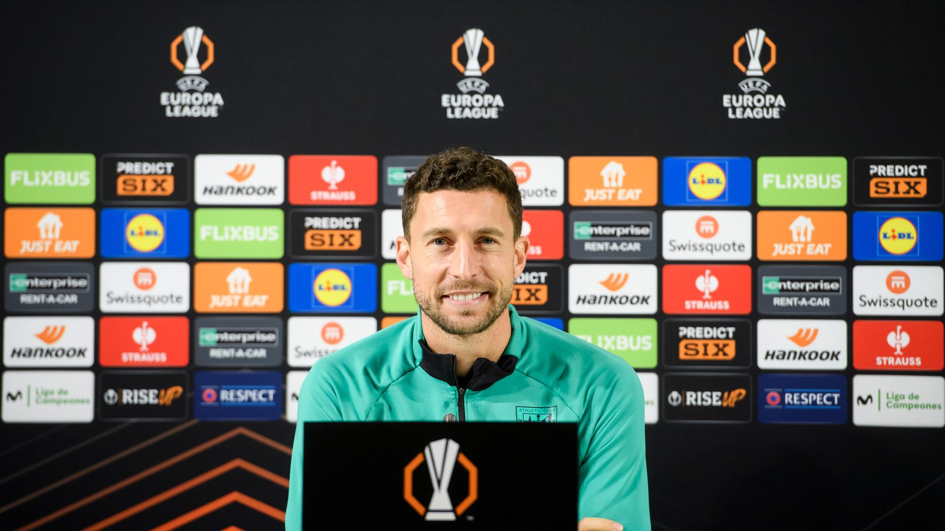 Óscar De Marcos durante la rueda de prensa previa al Athletic-Roma. Foto: ATHLETIC CLUB