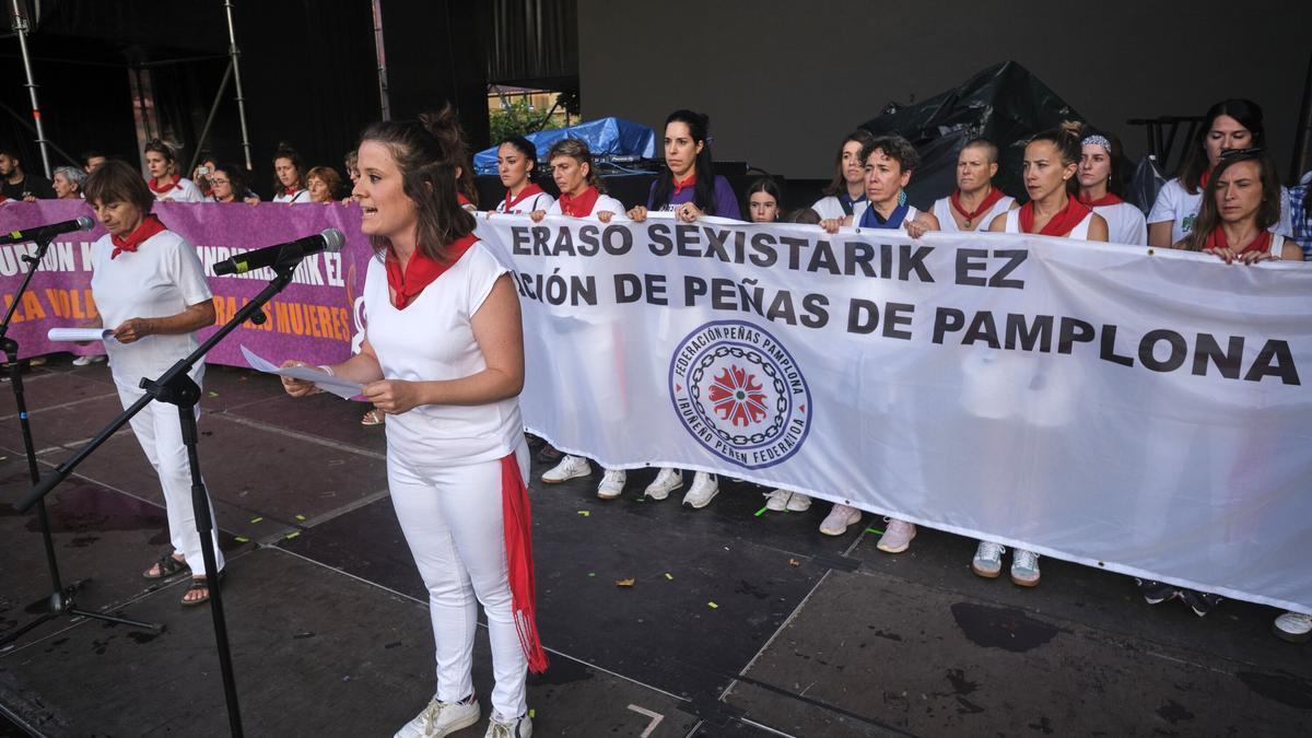 Concentración/protesta por agresiones sexistas durante las fiestas de San Fermín. Iban Aguinaga