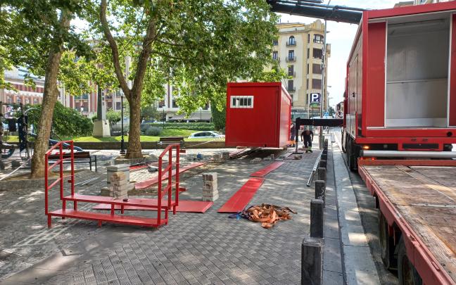 Iruña se prepara para los Sanfermines 2023. Foto: Ayuntamiento de Pamplona