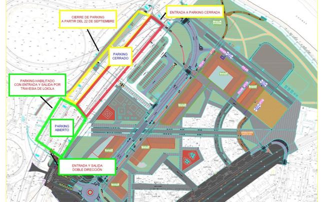 Mapa sobre cómo quedará la zona en el parking bajo la variante en Loiola / Ayuntamiento de Donostia