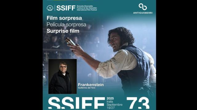 Cartel con el anuncio de la película sorpresa del 73º Zinemaldia: 'Frankeinstein'