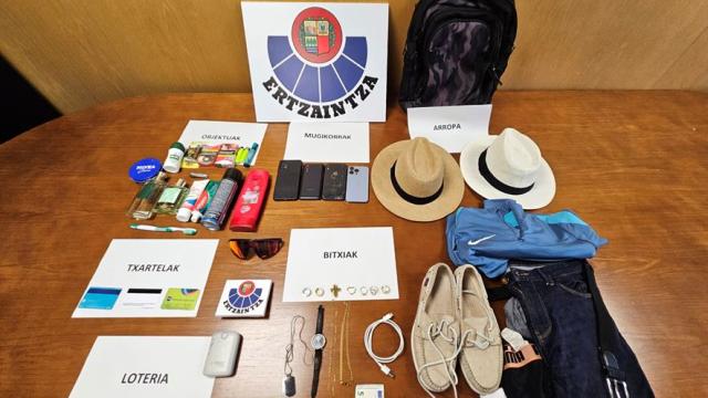 Pertenencias incautadas por la Ertzaintza. DEPARTAMENTO DE SEGURIDAD