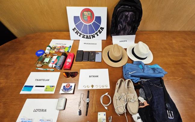 Pertenencias incautadas por la Ertzaintza. DEPARTAMENTO DE SEGURIDAD