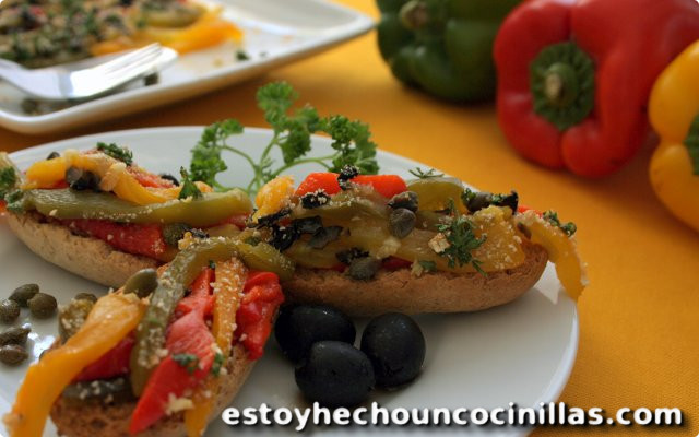 Pimientos asados gratinados