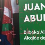 El PNV ha denunciado las pintadas realizadas sobre un cartel de Aburto. 