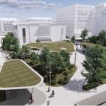 Aspecto que tendrá la remodelada Plaza del Ensanche en Bilbao en otoño de 2026