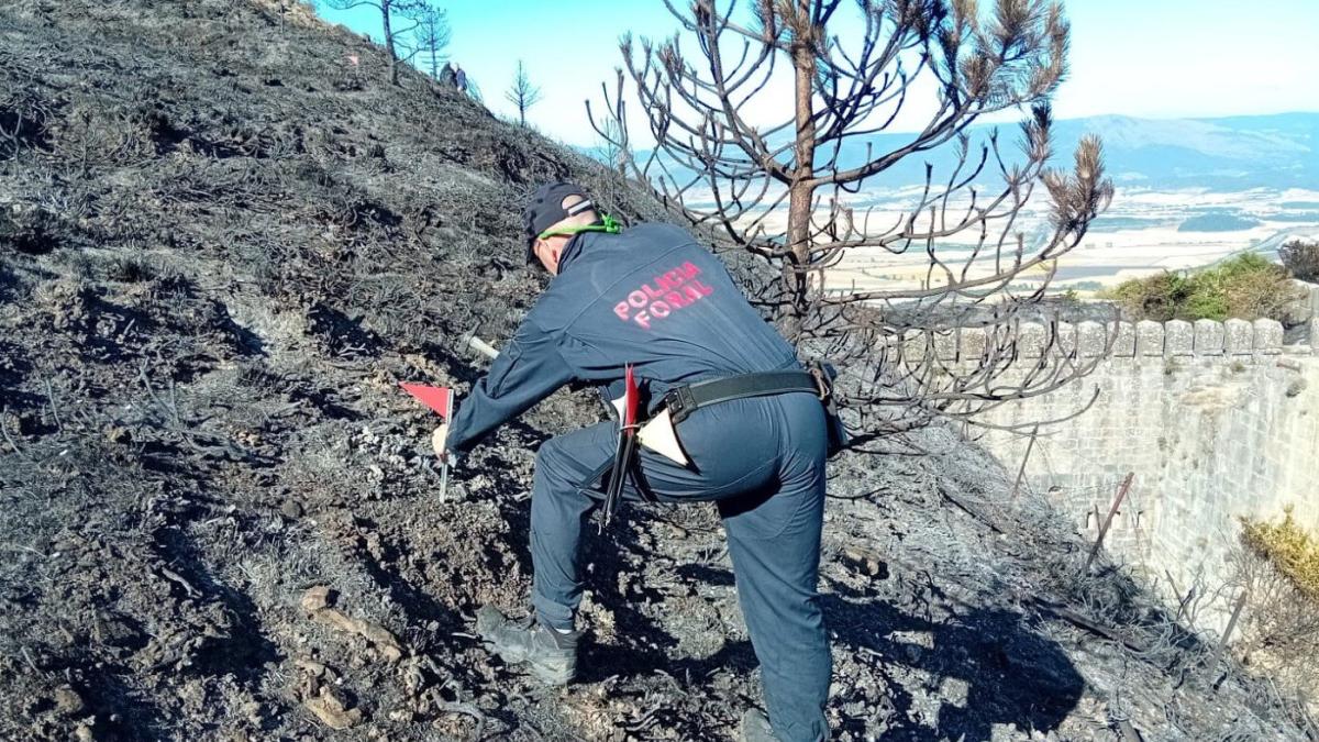 La Policía Foral de Navarra investiga las causas del incendio. POLICIA FORAL X