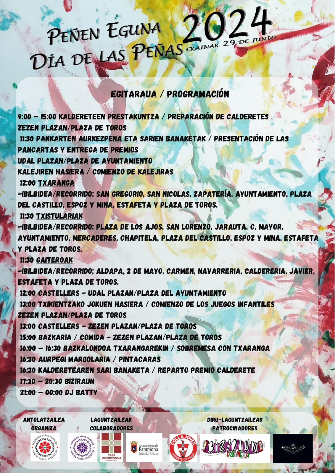 Programación del Día de las Peñas de Pamplona 2024 Programación del Día de las Peñas de Pamplona 2024