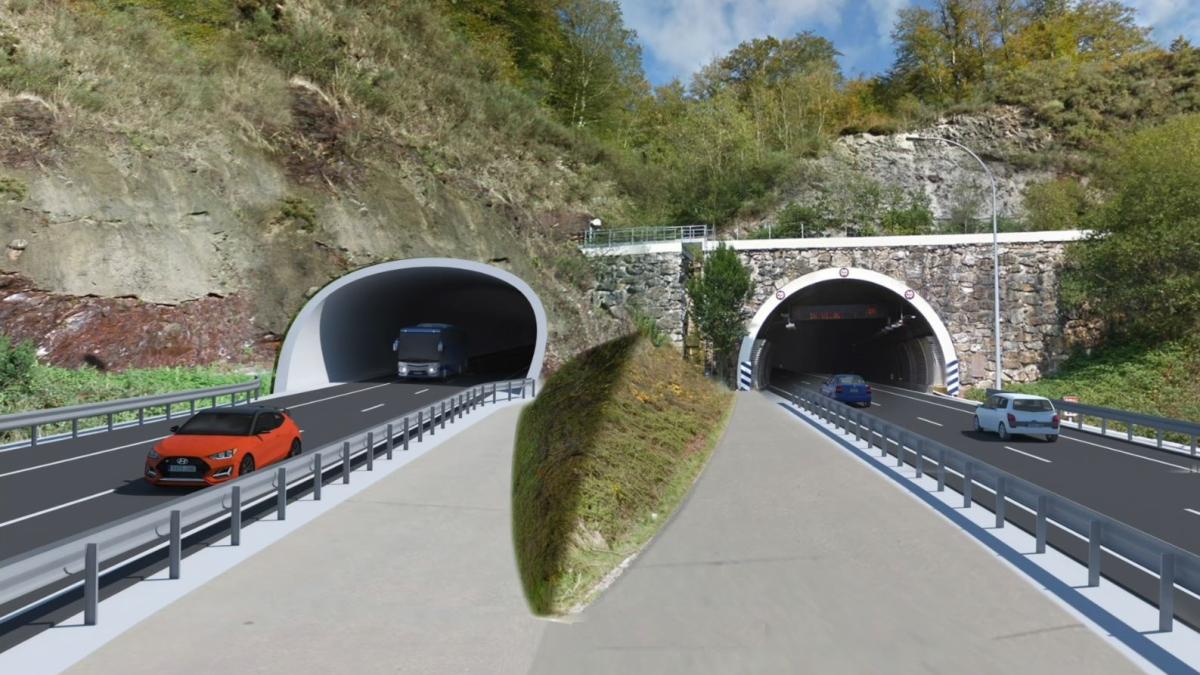 Recreación de la entrada a los túneles de Belate en su boca sur. Foto: Gobierno de Navarra