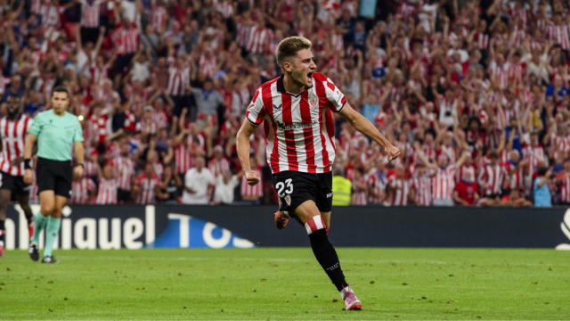 Robert Navarro en imagen celebrando su gol frente al Sevilla. Foto: Athletic Club