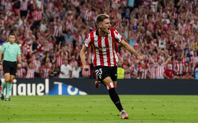 Robert Navarro en imagen celebrando su gol frente al Sevilla. Foto: Athletic Club Robert Navarro en imagen celebrando su gol frente al Sevilla. Foto: Athletic Club