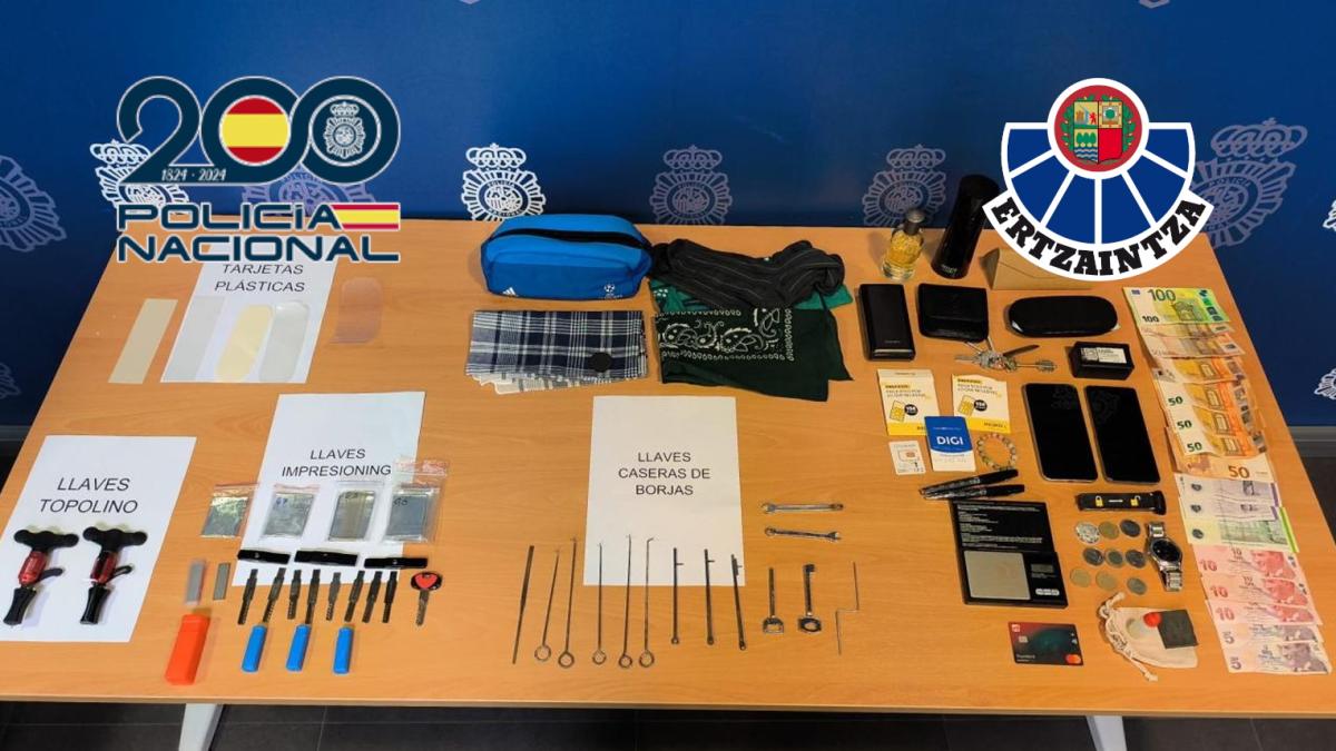 Objetos intervenidos y recuperados tras la detención de los ladrones