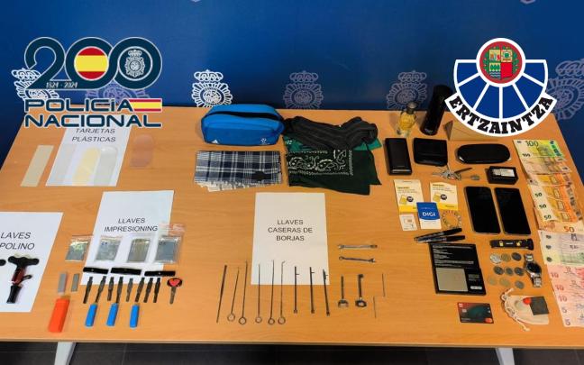 Objetos intervenidos y recuperados tras la detención de los ladrones