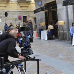 Imagen del rodaje de una película en Bilbao | Oskar González. Deia.