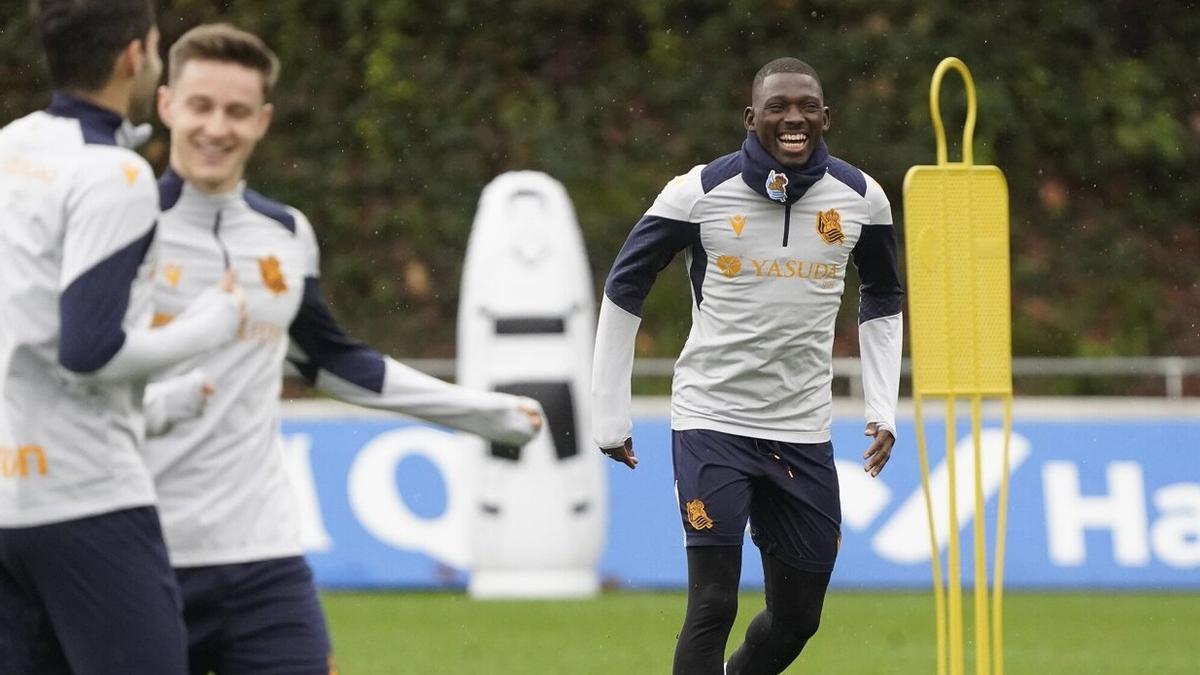 Traoré, durante un entrenamiento en Zubieta. RÚBEN PLAZA