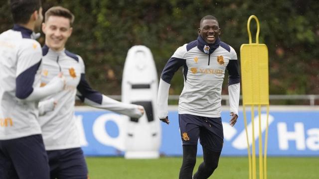 Traoré, durante un entrenamiento en Zubieta. RÚBEN PLAZA