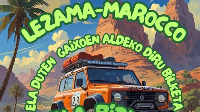 Cartel del proyecto ADELA Bizkaia – Raid Clásicos del Atlas 2025. Instagram: @lezamako_udala