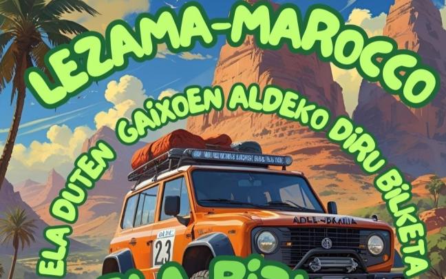 Cartel del proyecto ADELA Bizkaia – Raid Clásicos del Atlas 2025. Instagram: @lezamako_udala