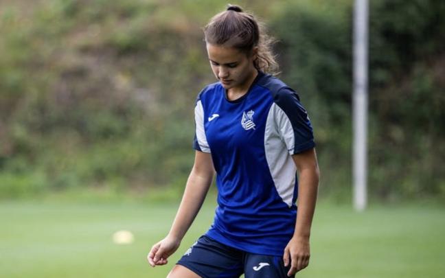 Maren Lezeta en el entrenamiento de ayer. REAL SOCIEDAD