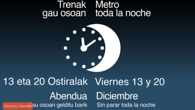 Metro Bilbao ofrecerá servicio nocturno los viernes 13 y 20 de diciembre
