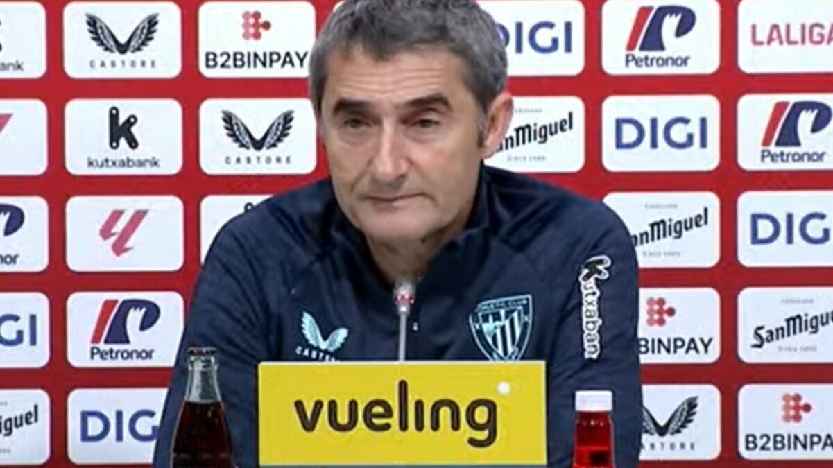 Ernesto Valverde durante la rueda de prensa de hoy