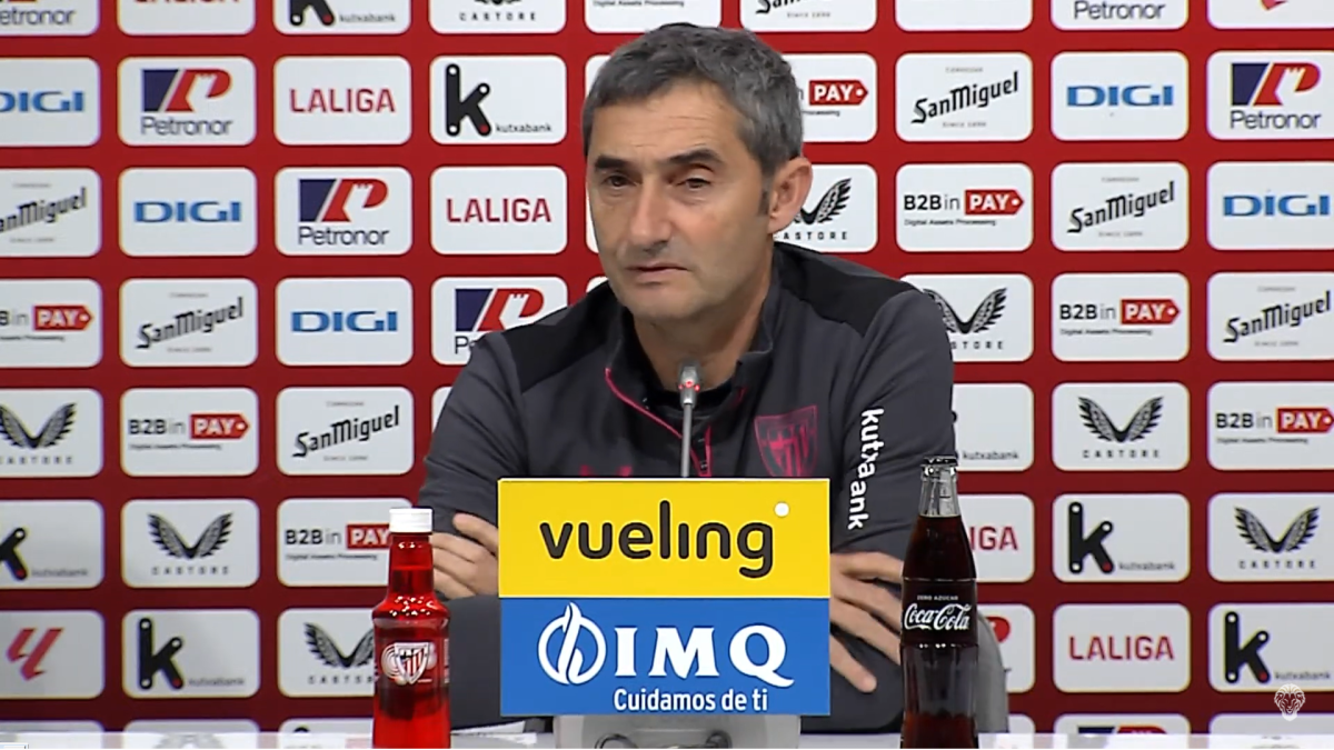 Ernesto Valverde durante la rueda de prensa / YT Athletic